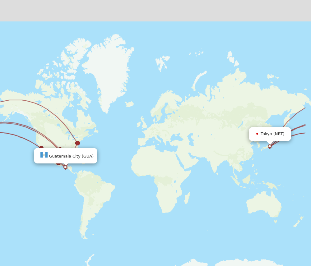 GUA-NRT flight routes
