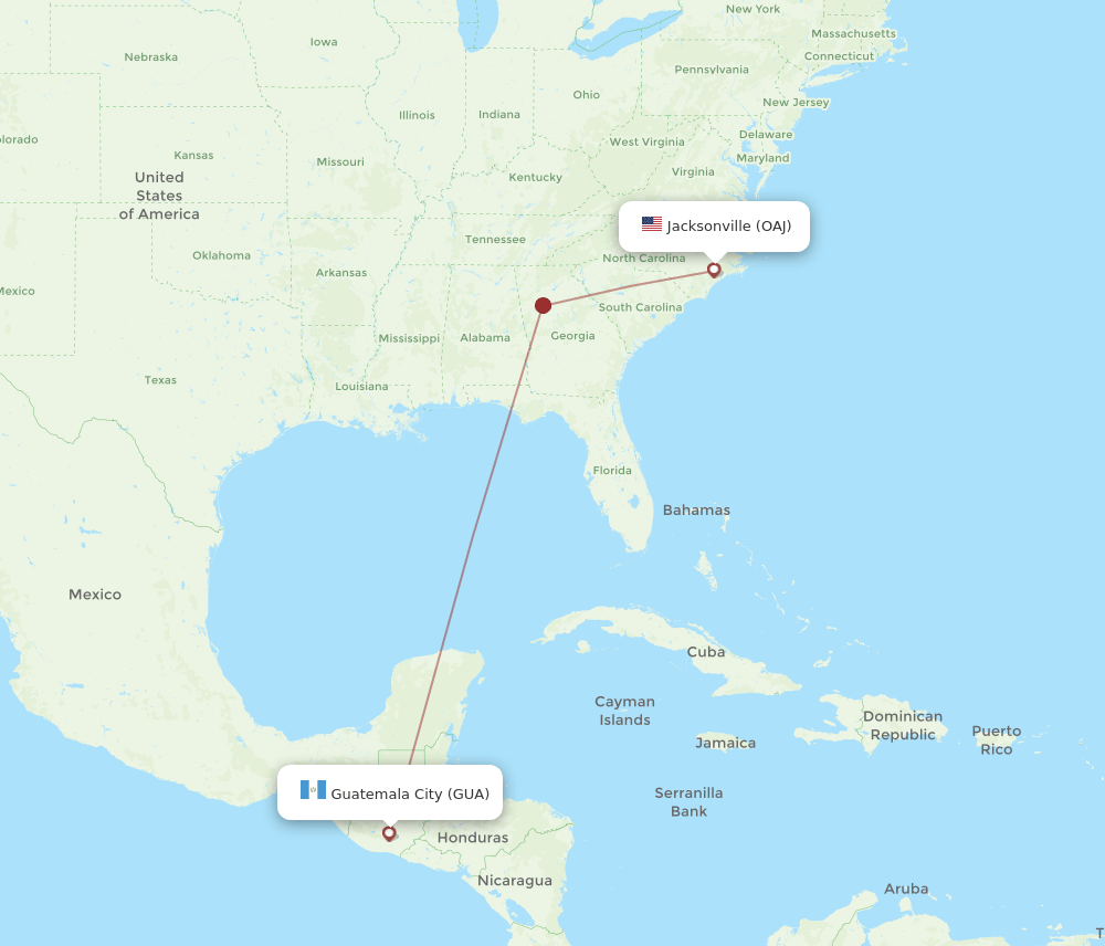GUA-OAJ flight routes