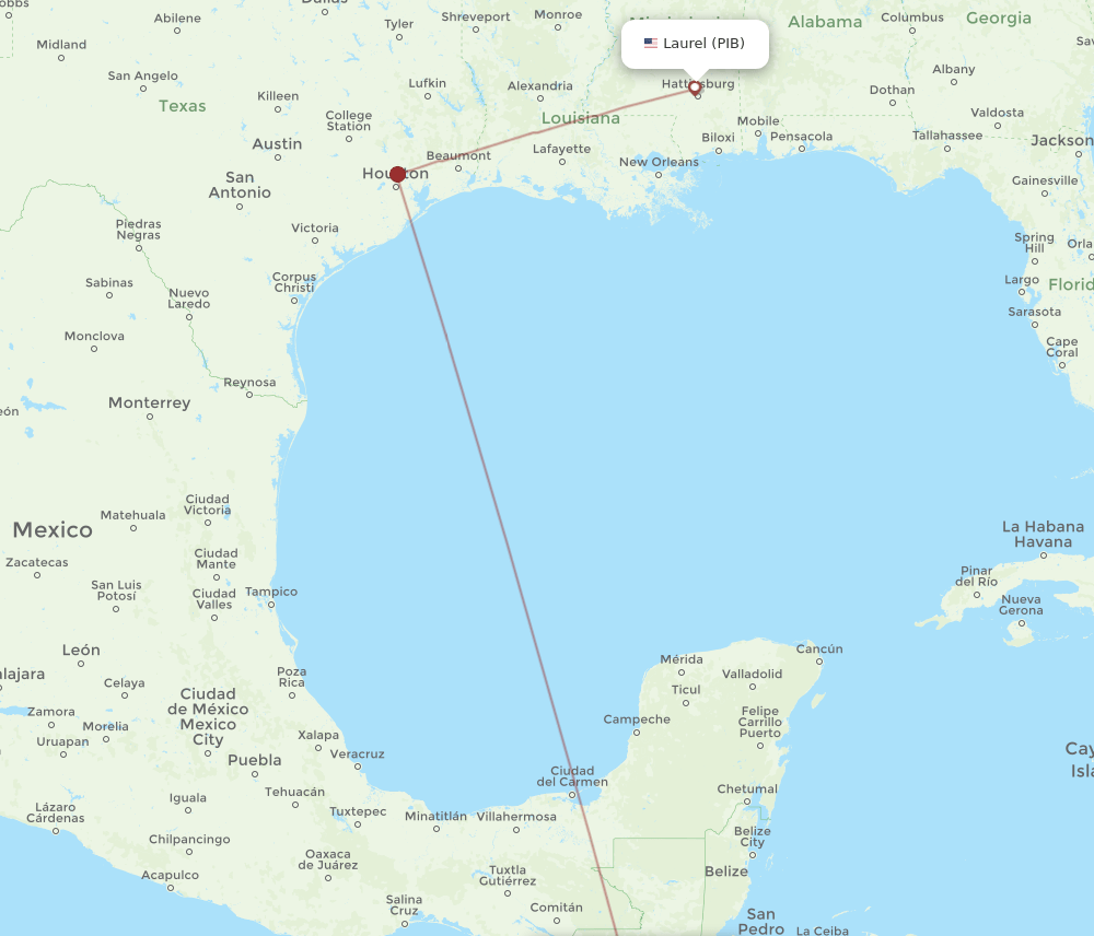 GUA-PIB flight routes