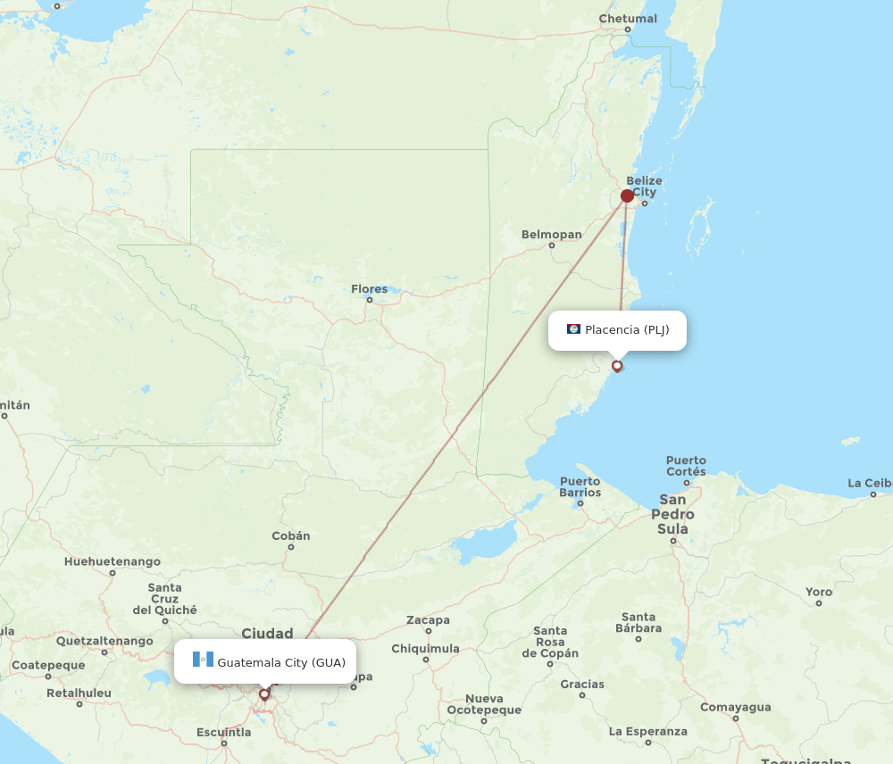 GUA-PLJ flight routes