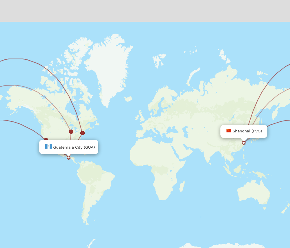 GUA-PVG flight routes