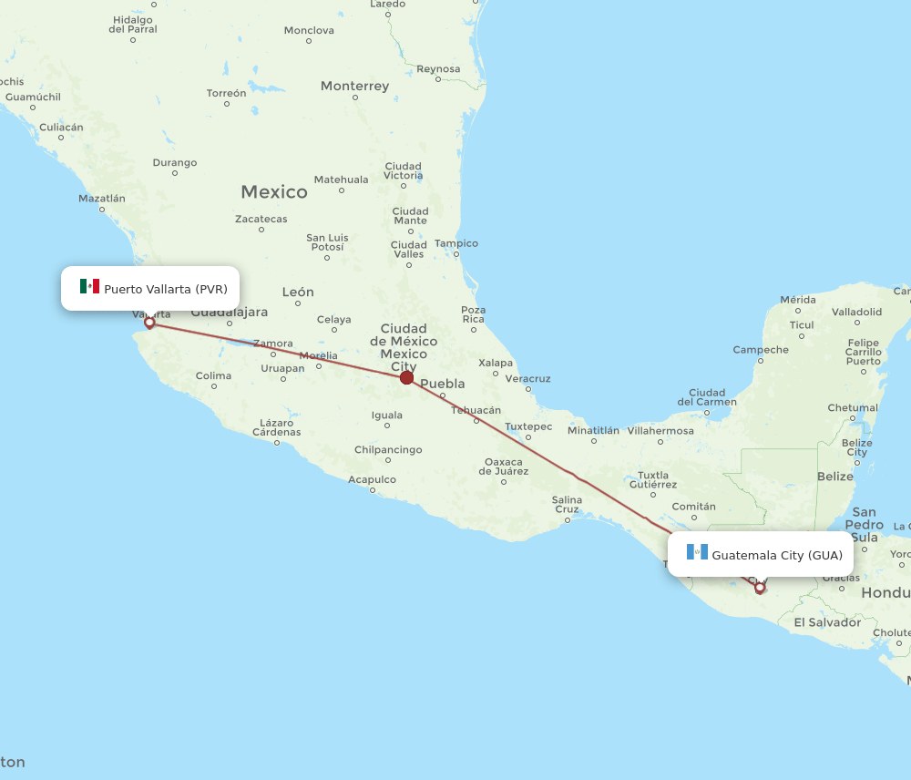 GUA-PVR flight routes