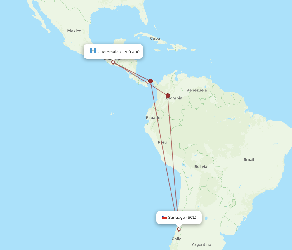 GUA-SCL flight routes