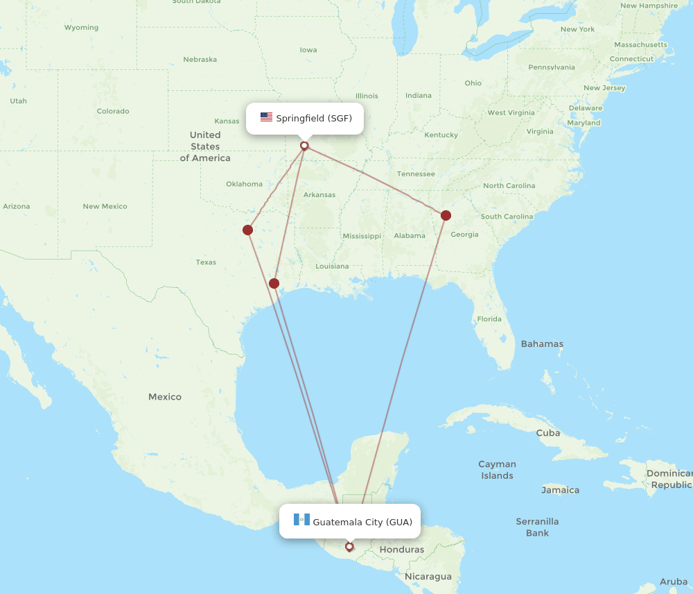GUA-SGF flight routes