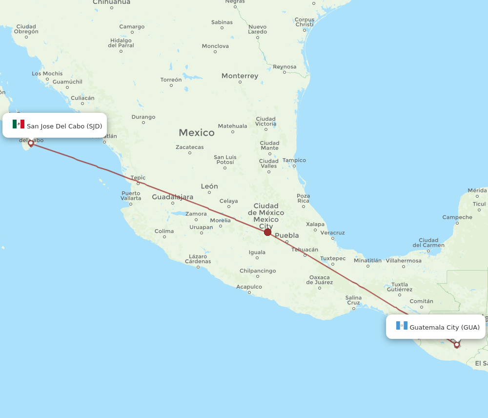 GUA-SJD flight routes