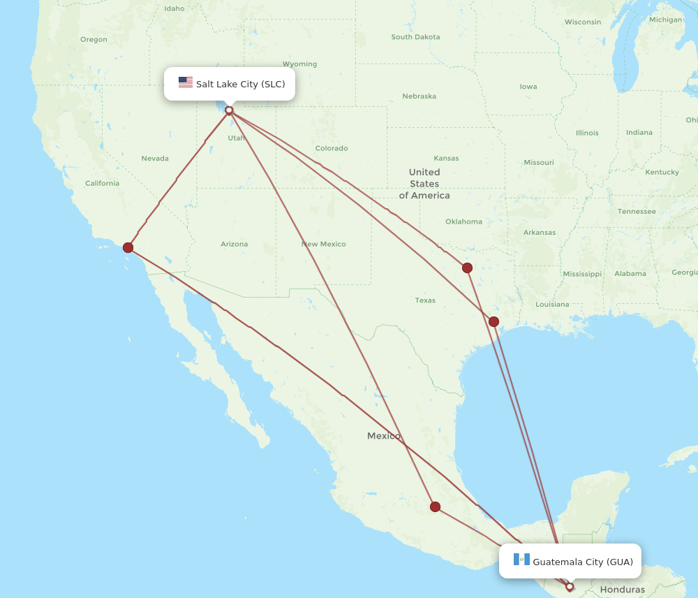 GUA-SLC flight routes