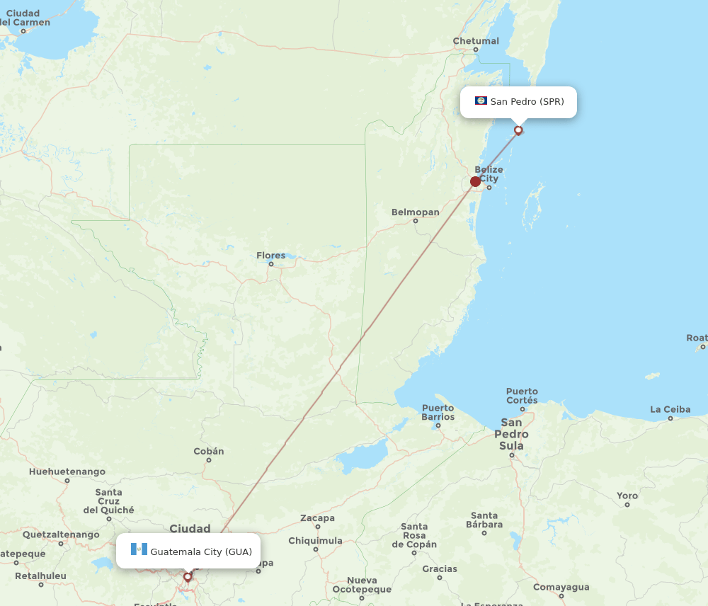 GUA-SPR flight routes