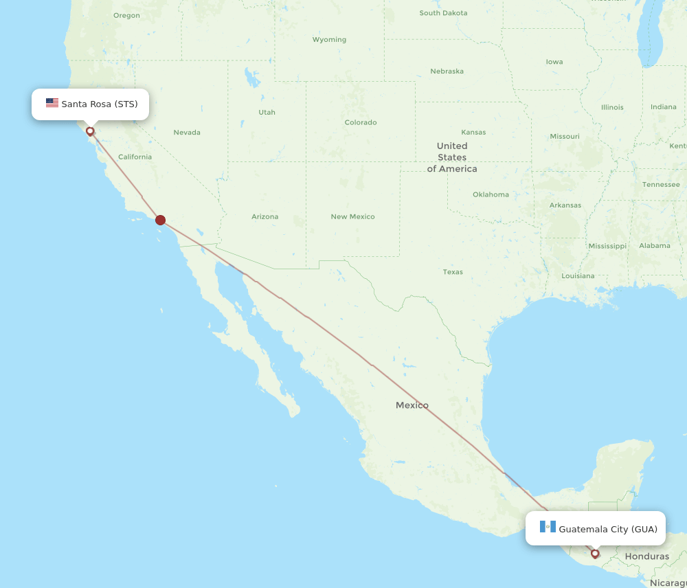 GUA to STS flights and routes map