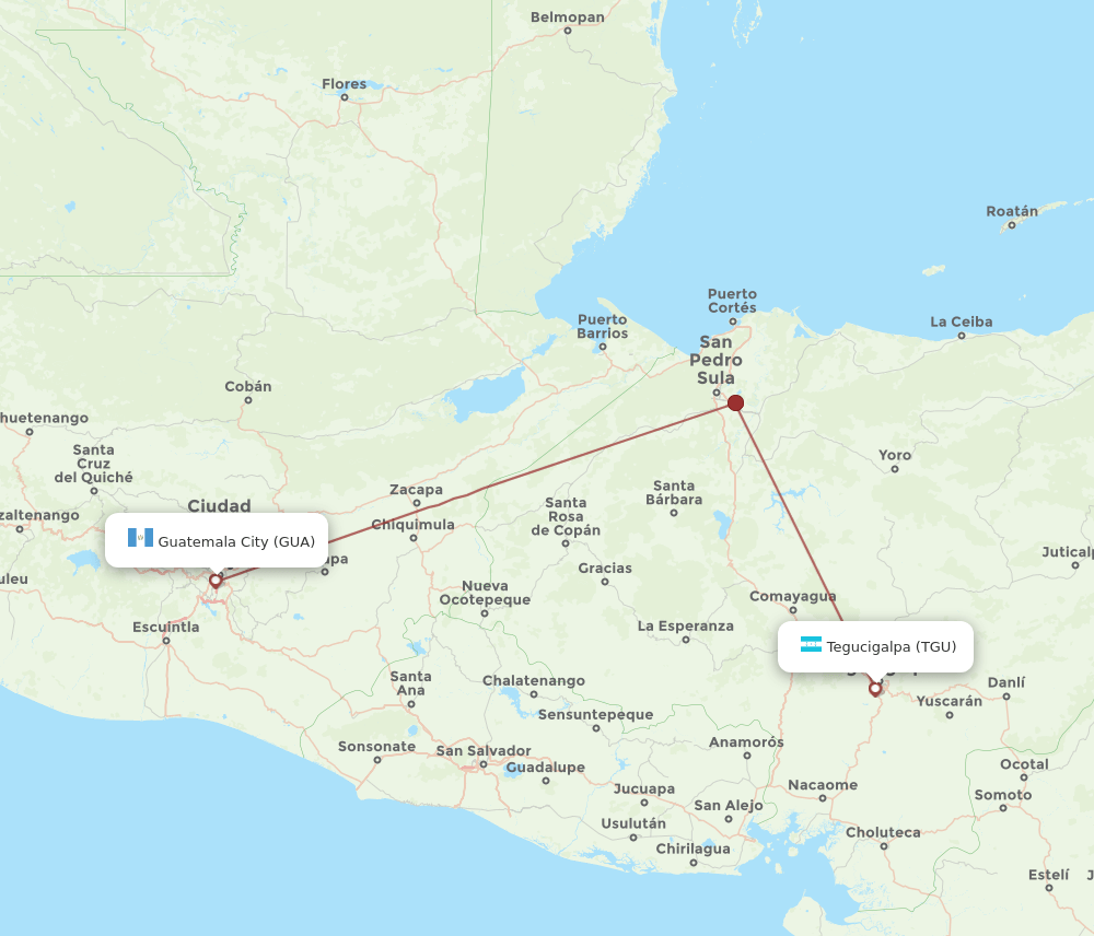 GUA-TGU flight routes