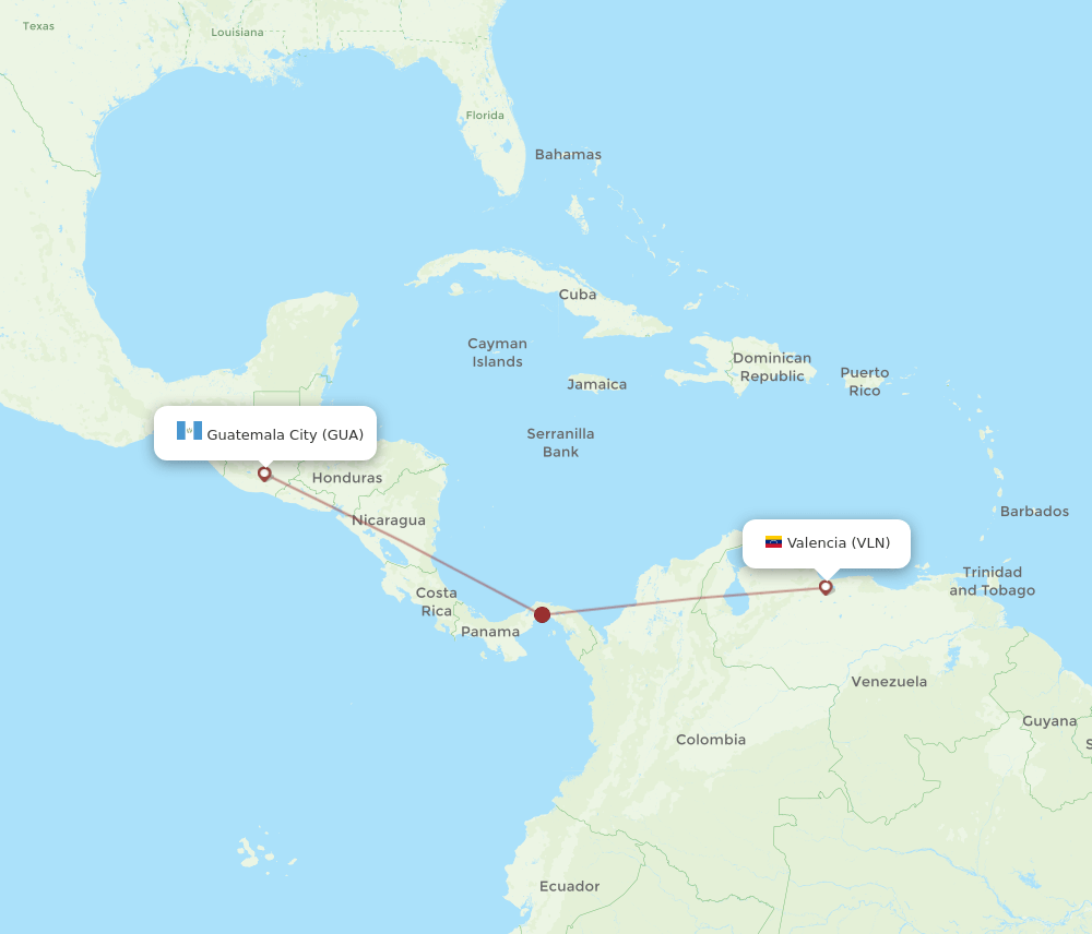 GUA-VLN flight routes