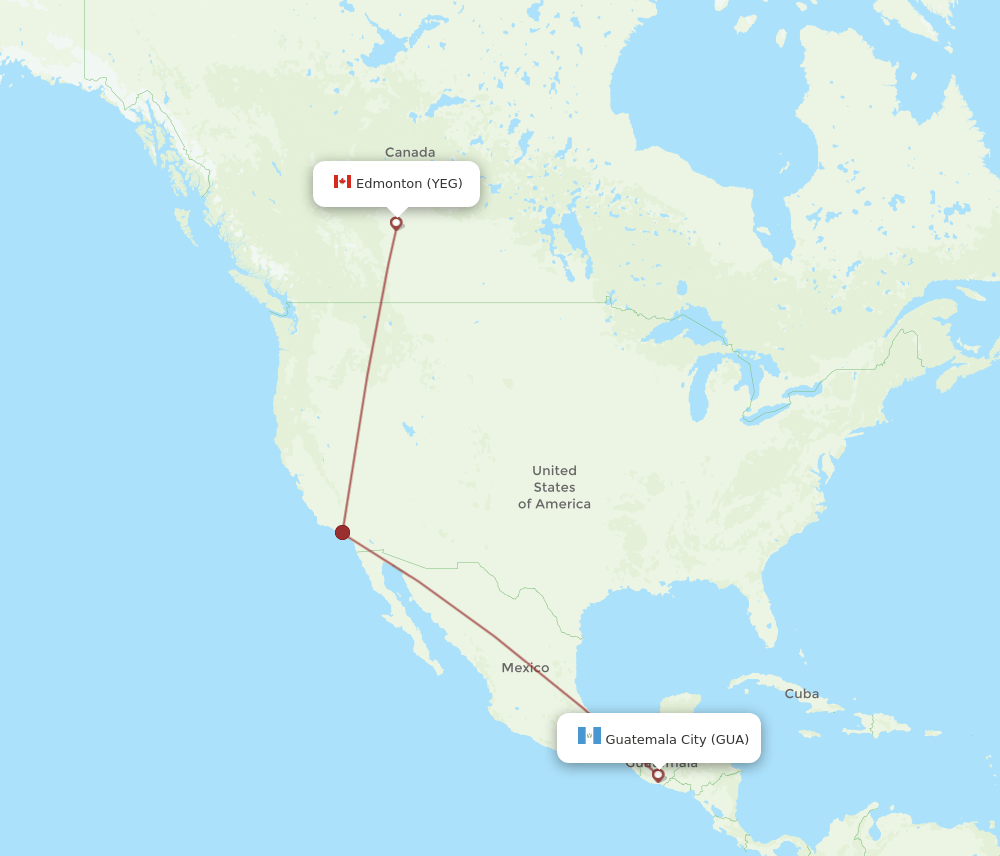 GUA-YEG flight routes