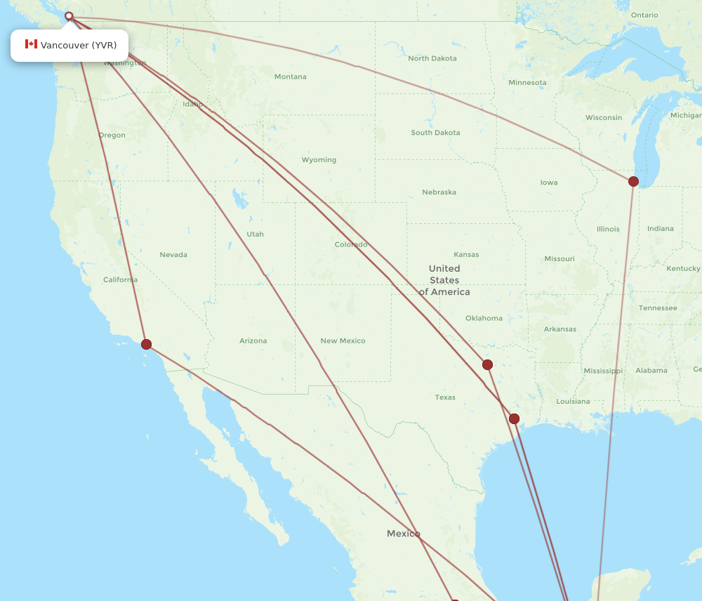 GUA-YVR flight routes
