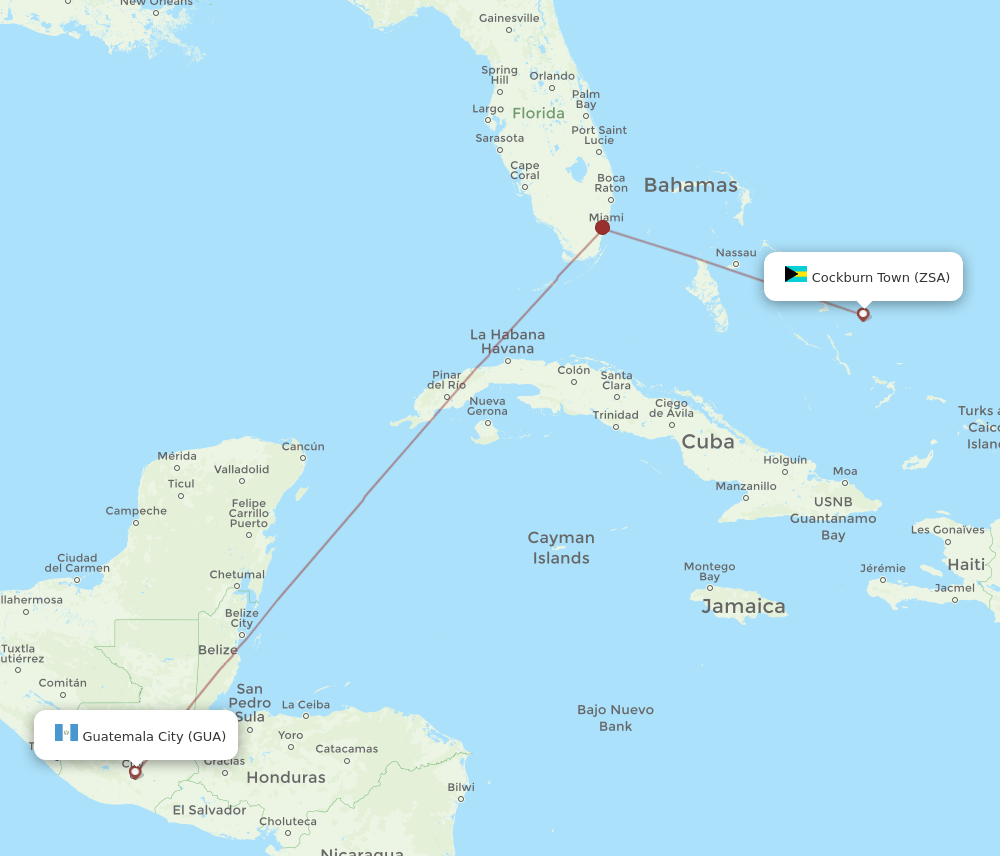 San Salvador - Guatemala City route map and flight paths