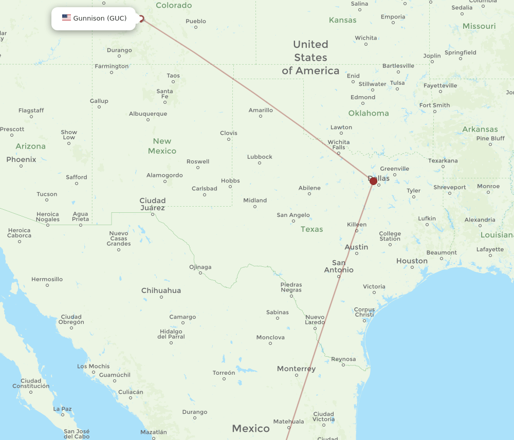 GUC-BJX flight routes