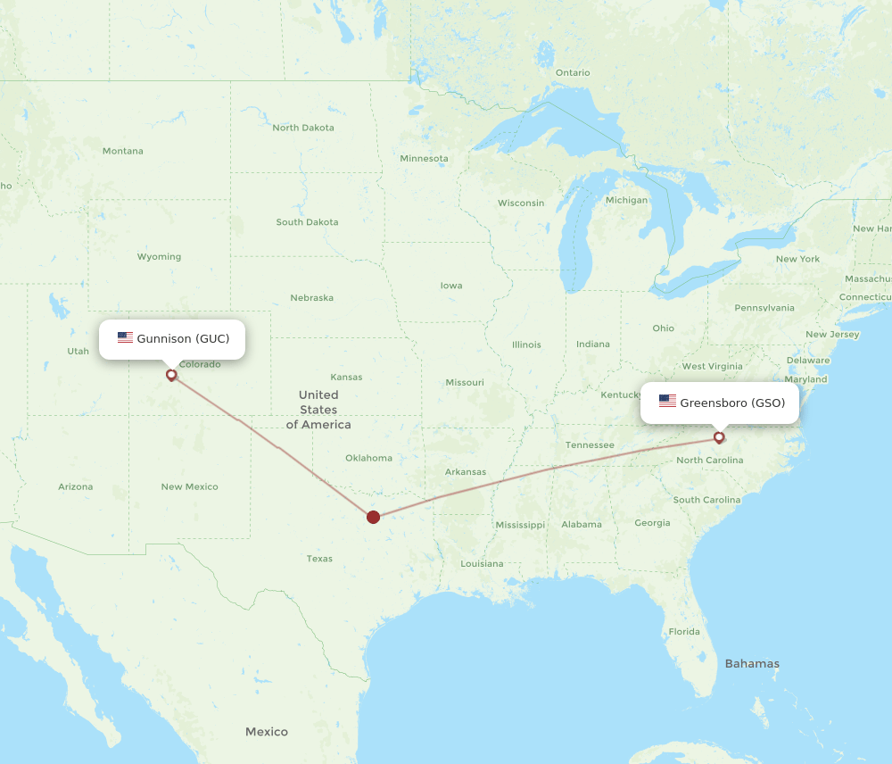 GUC-GSO flight routes