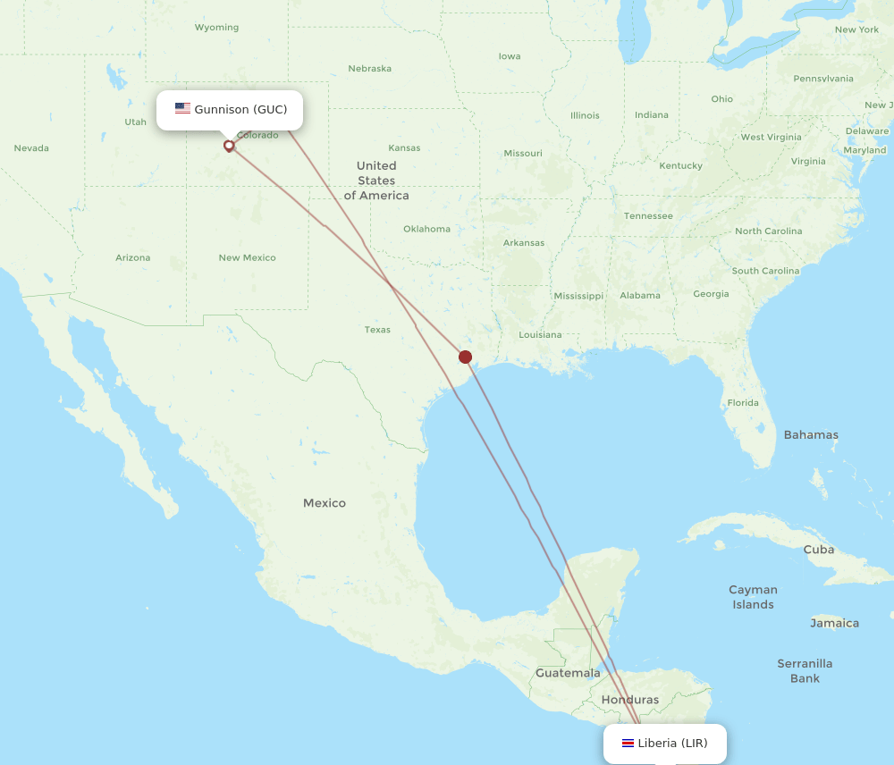 GUC-LIR flight routes