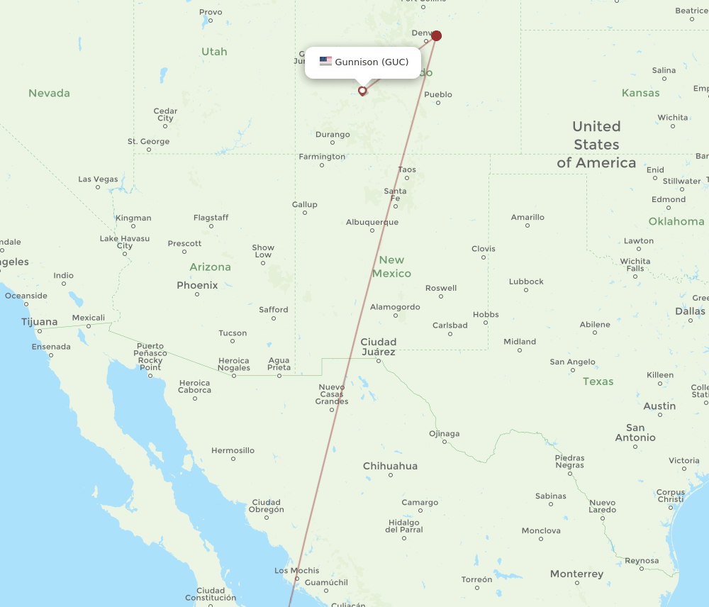 GUC-SJD flight routes