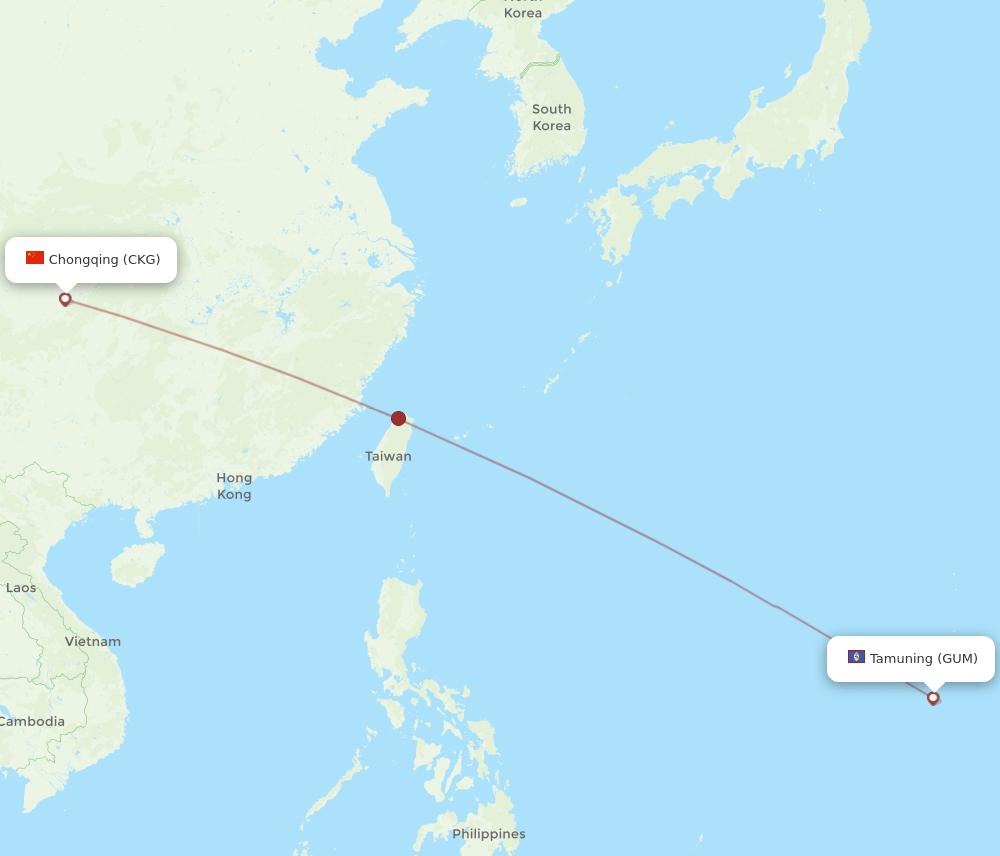 GUM-CKG flight routes