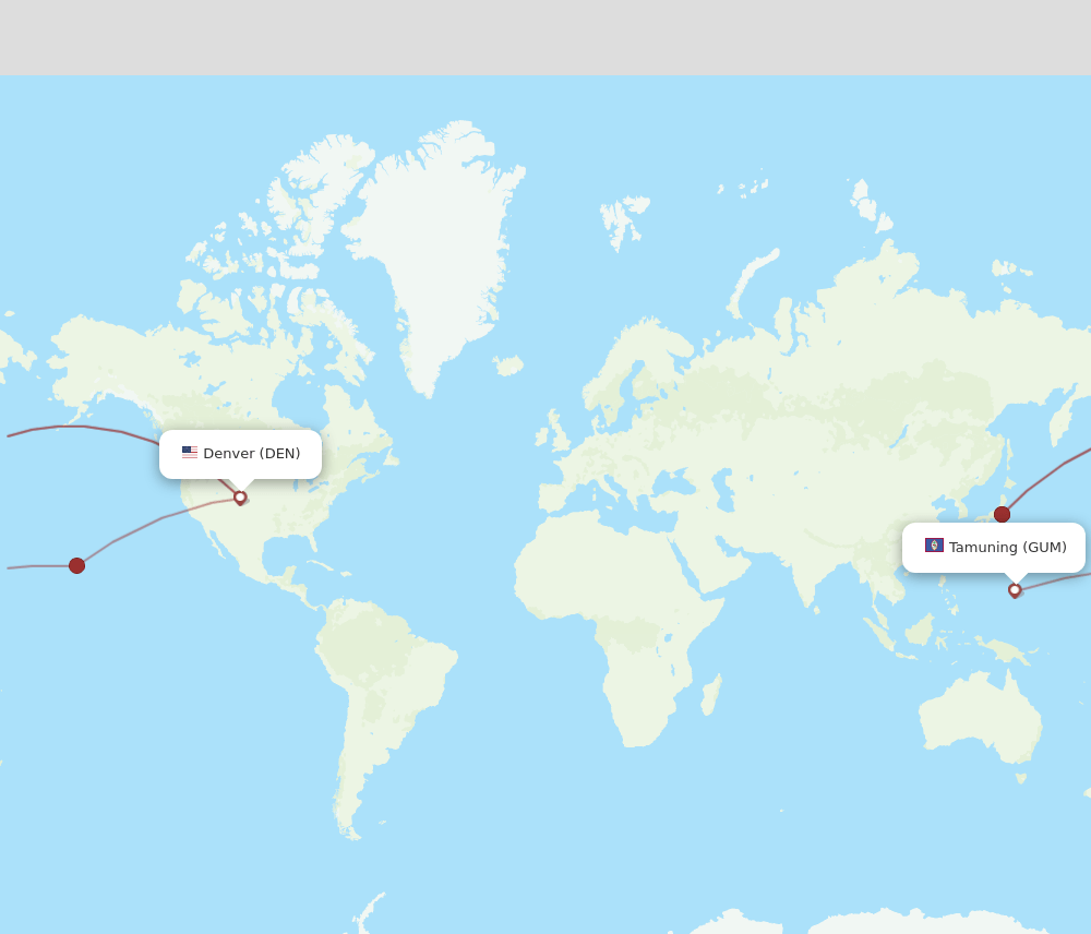 GUM-DEN flight routes