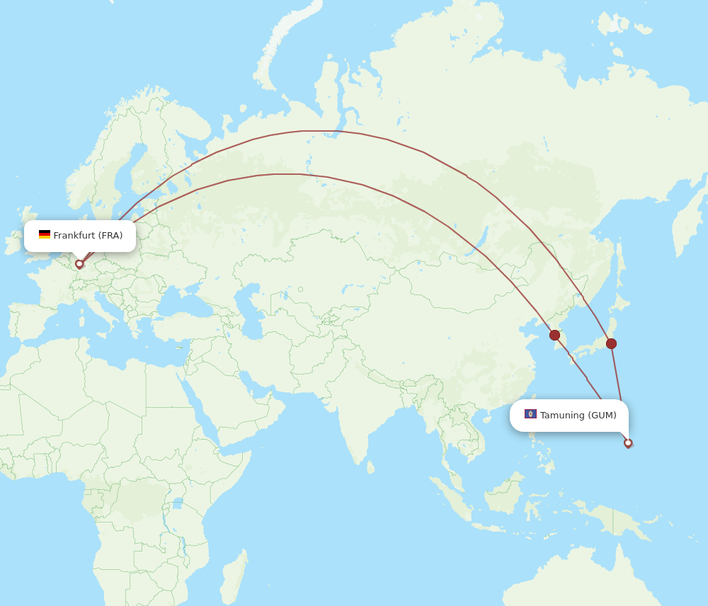 GUM-FRA flight routes
