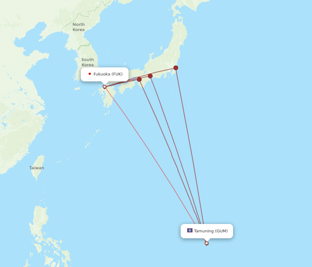 GUM-FUK flight routes