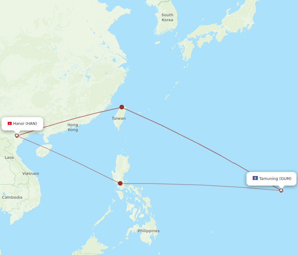 GUM-HAN flight routes