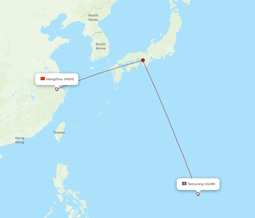 GUM-HGH flight routes