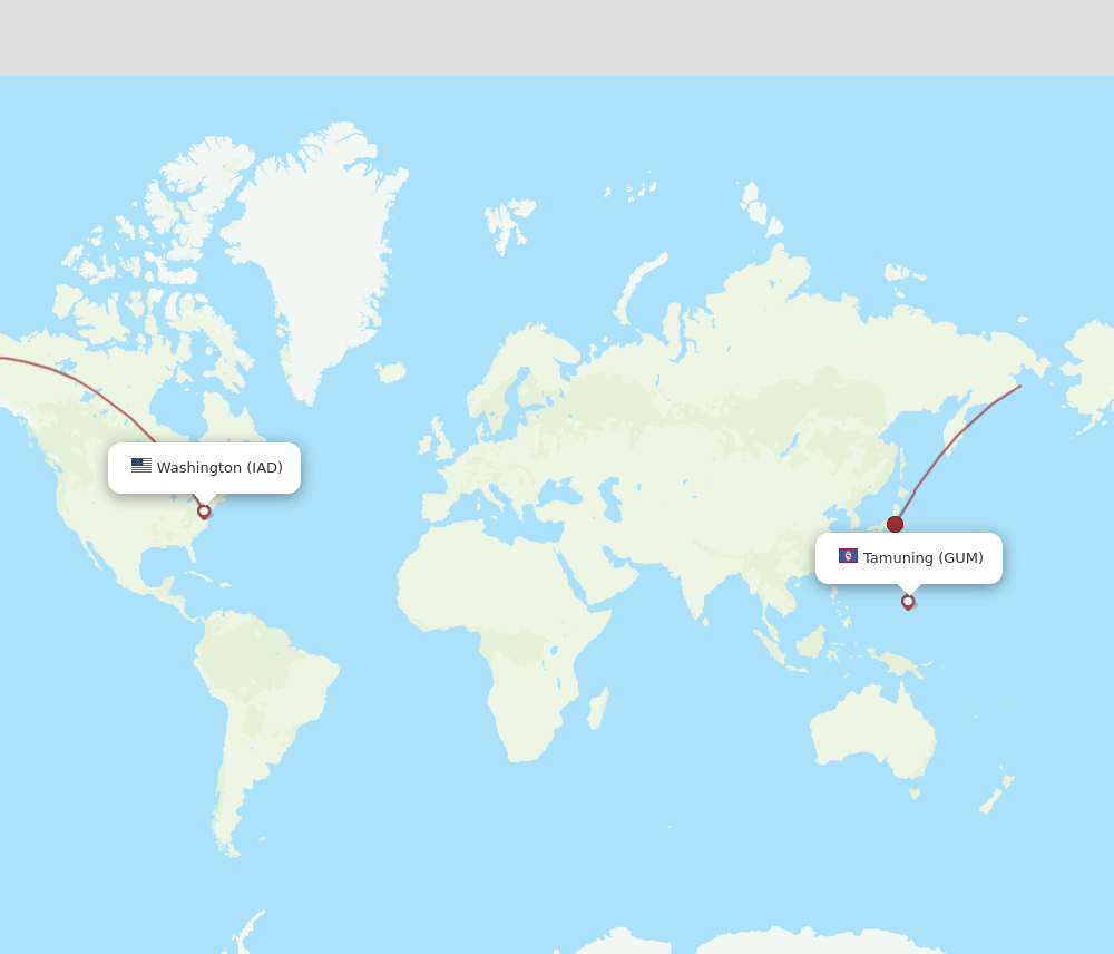Guam - Dulles route map and flight paths
