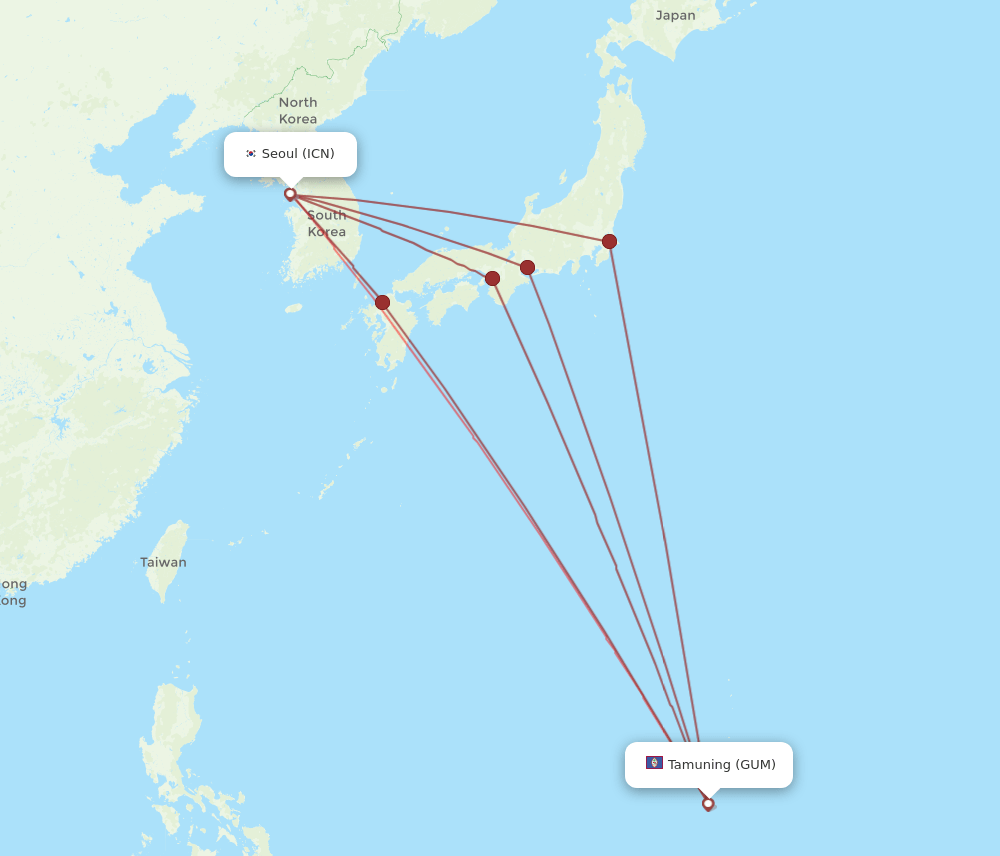 GUM-ICN flight routes