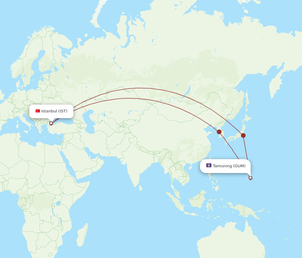 GUM-IST flight routes