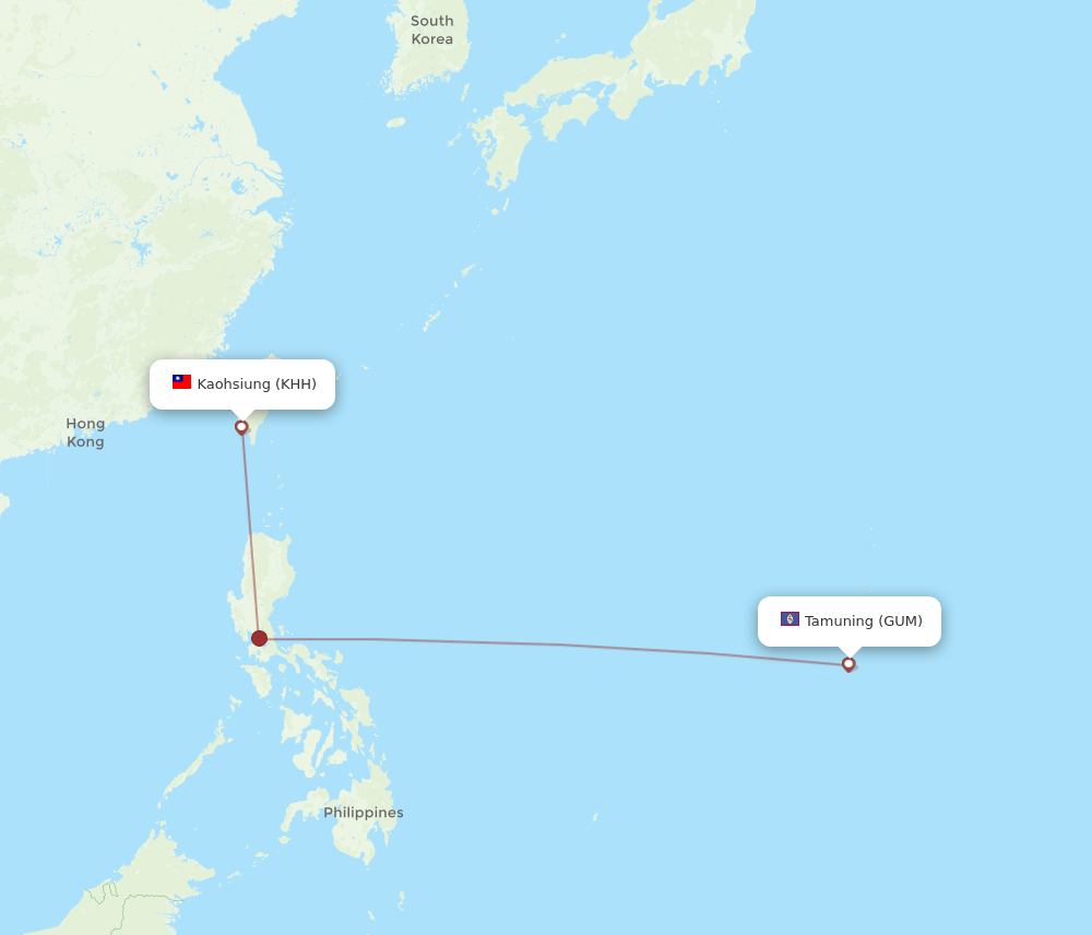 GUM-KHH flight routes