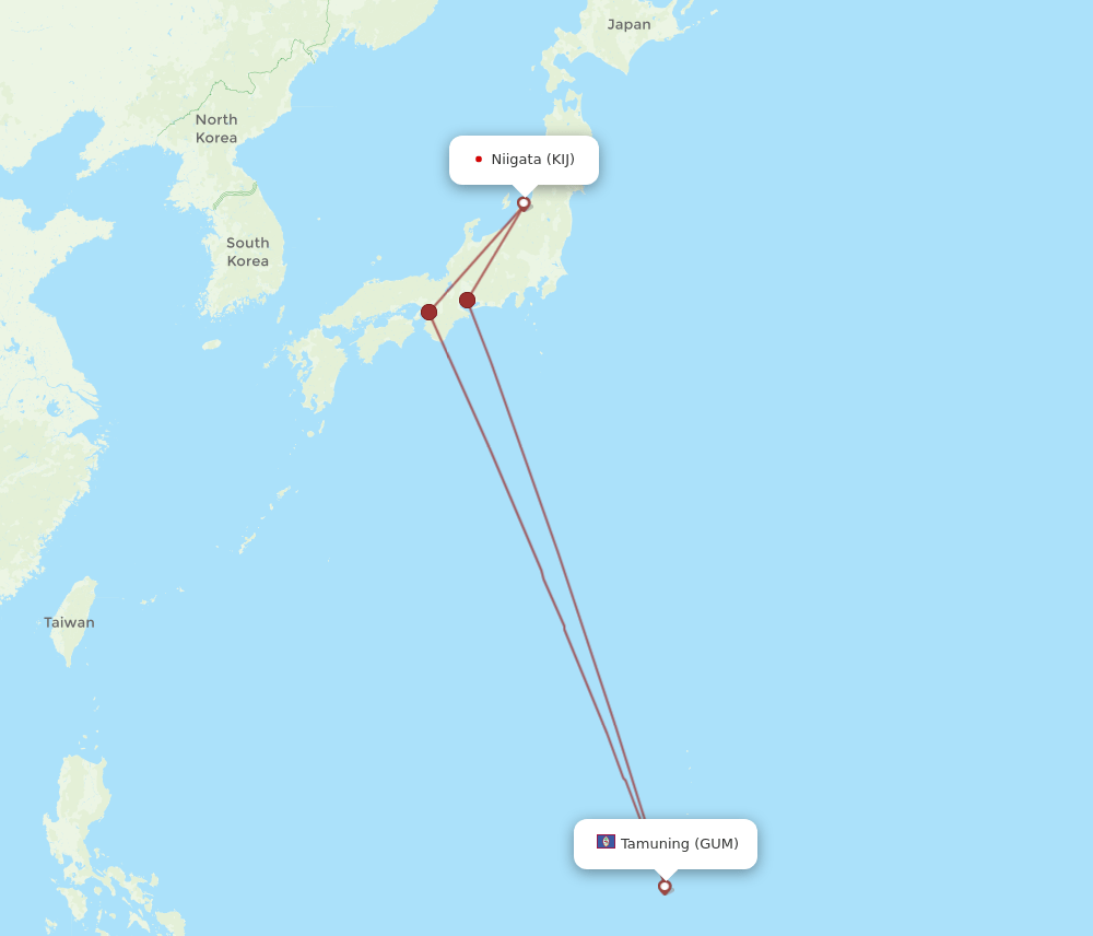 GUM-KIJ flight routes