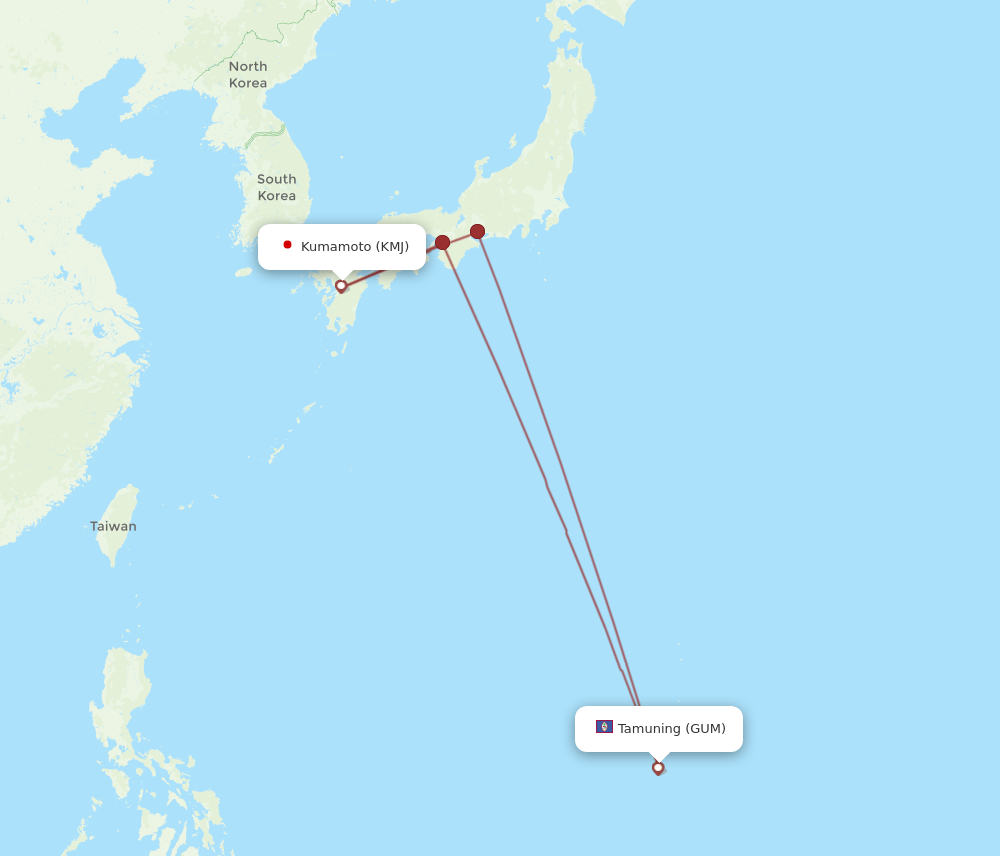 GUM-KMJ flight routes