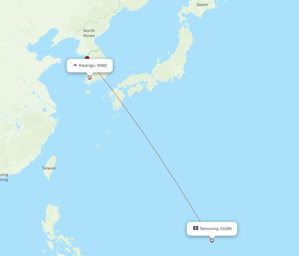 GUM-KWJ flight routes