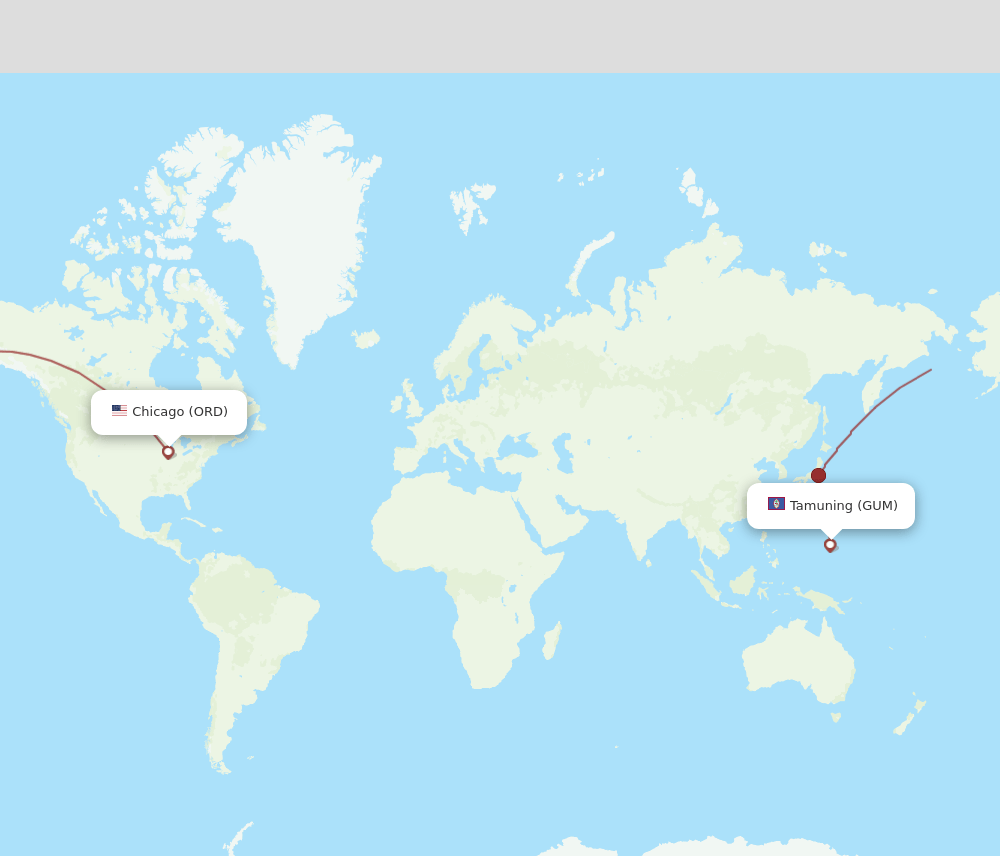 GUM to ORD flights and routes map