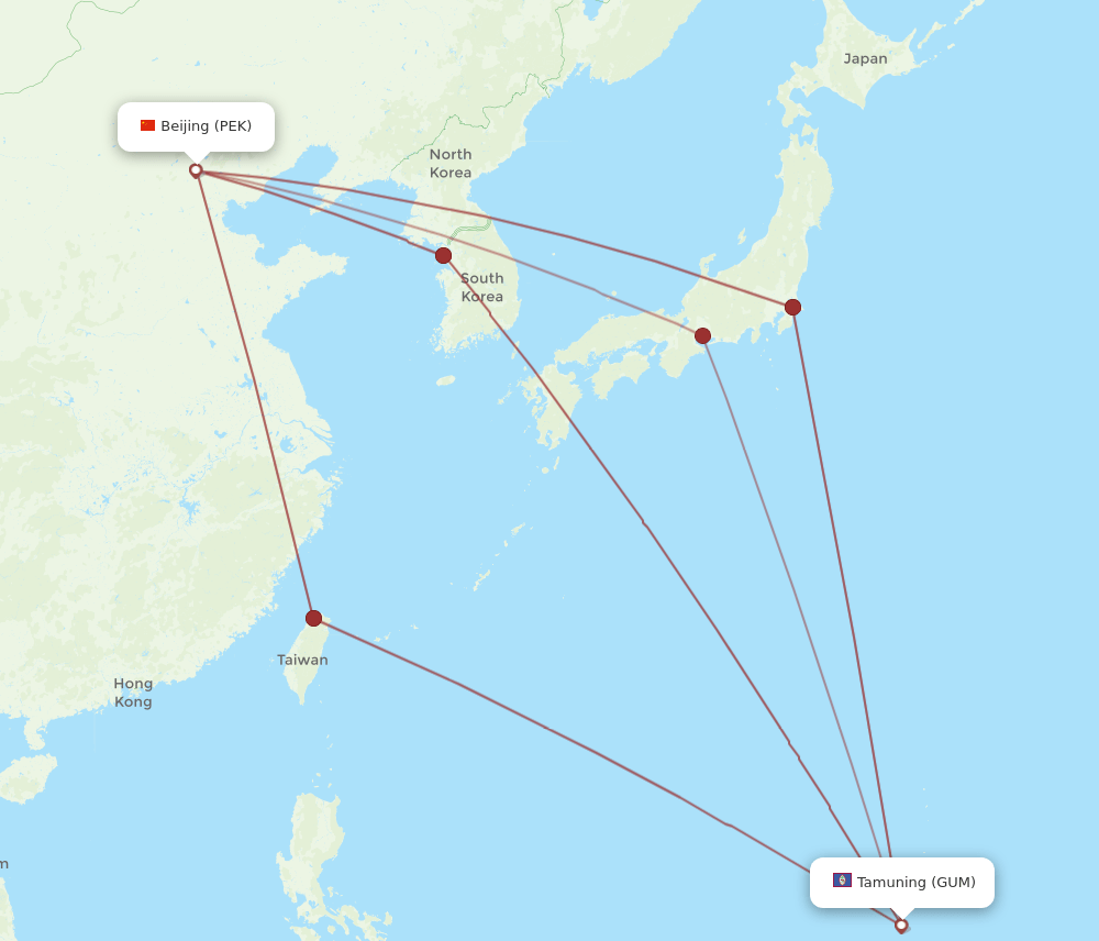 GUM-PEK flight routes