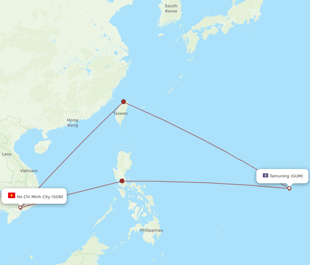 GUM-SGN flight routes