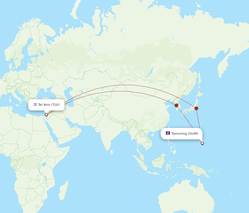 GUM-TLV flight routes
