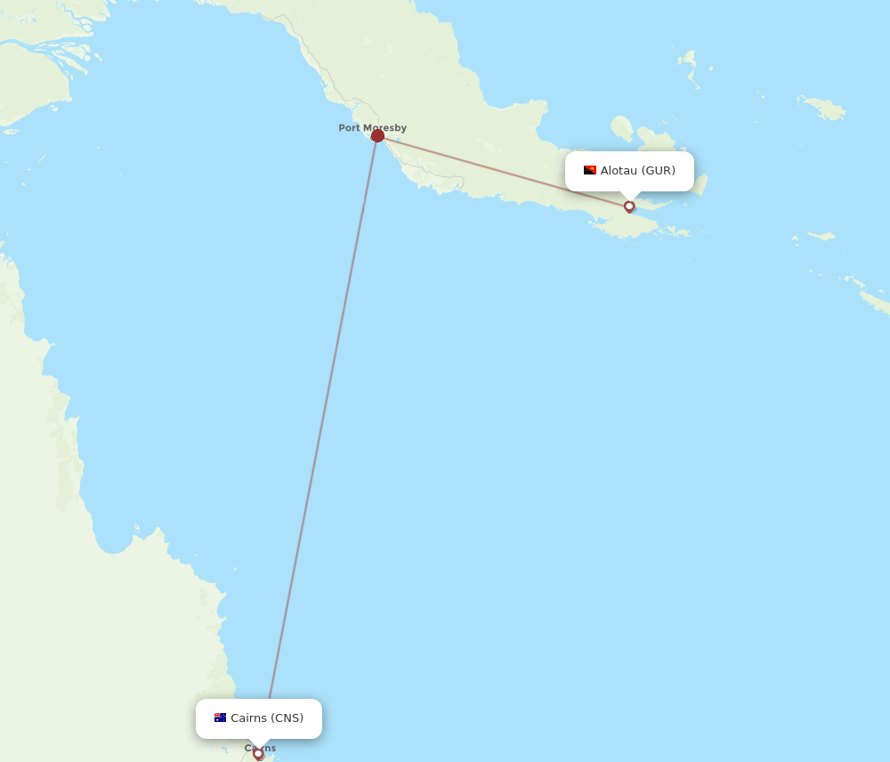 GUR-CNS flight routes