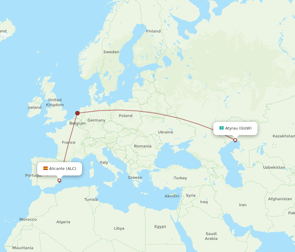 GUW-ALC flight routes
