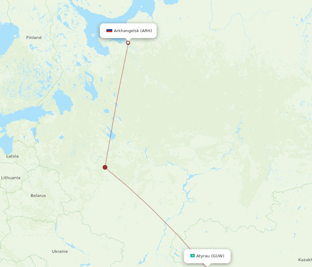 GUW-ARH flight routes