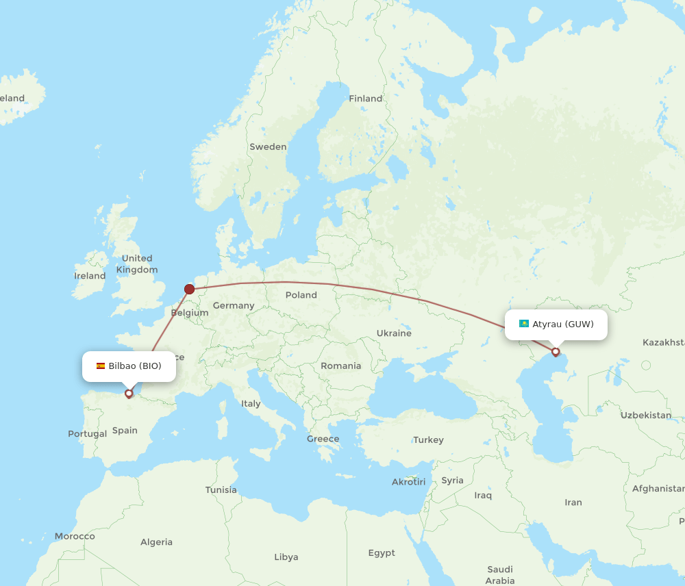 GUW-BIO flight routes