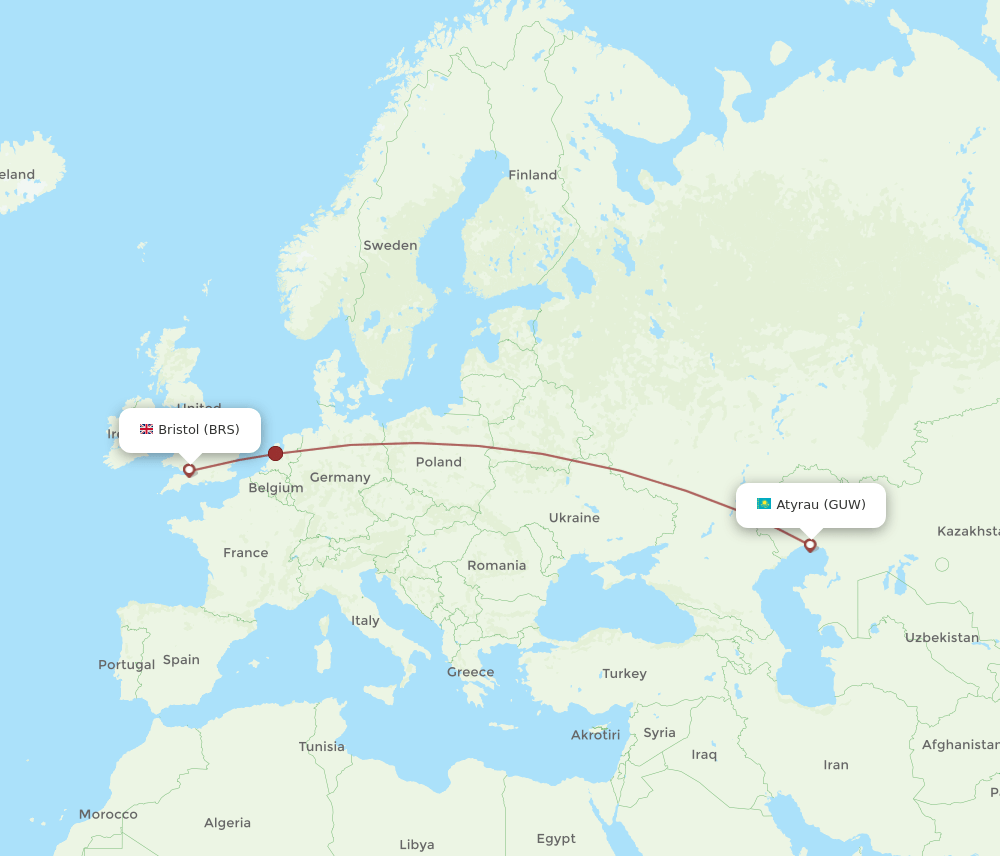 GUW-BRS flight routes