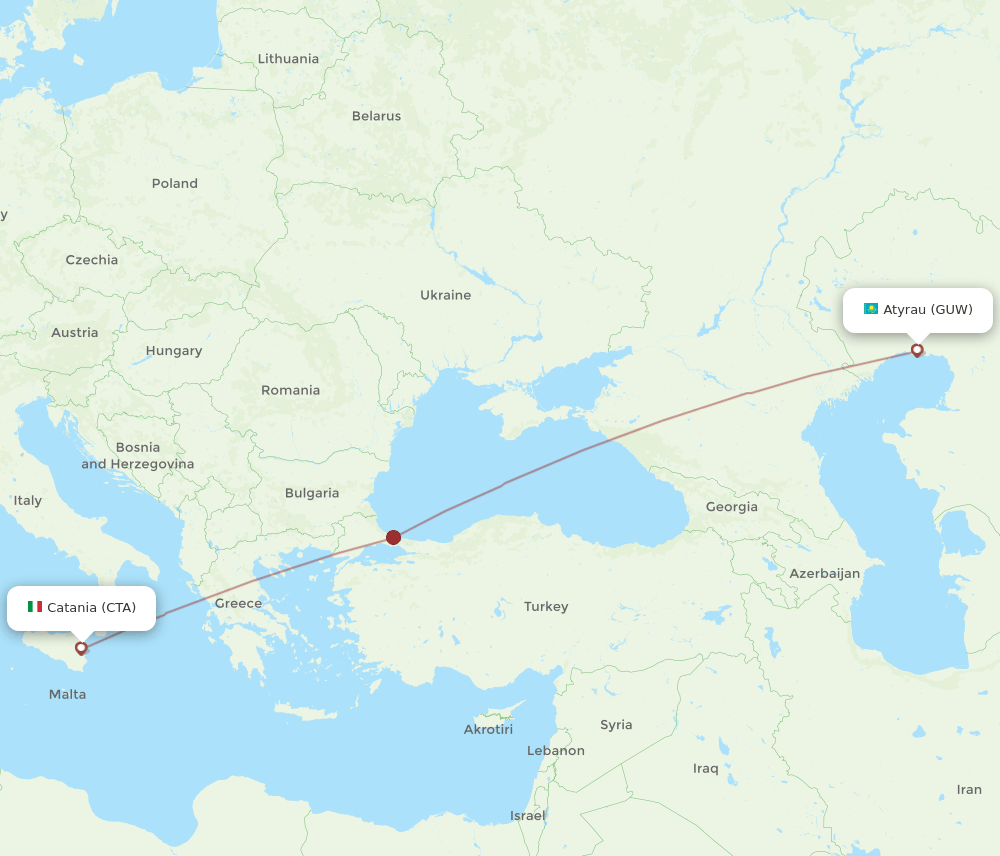 GUW-CTA flight routes