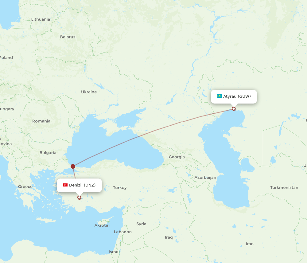 GUW-DNZ flight routes