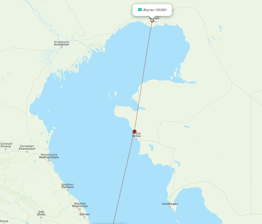 GUW-GYD flight routes
