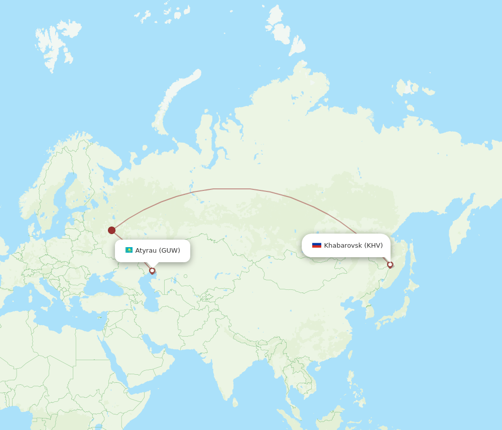 GUW-KHV flight routes