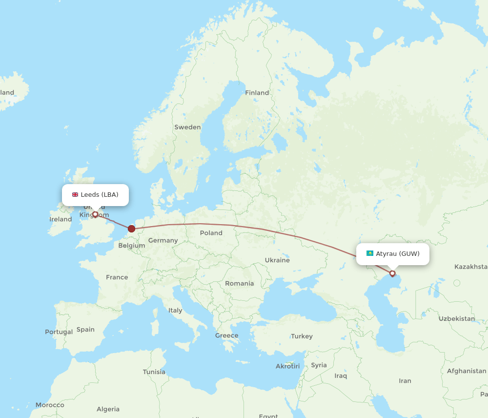 GUW-LBA flight routes