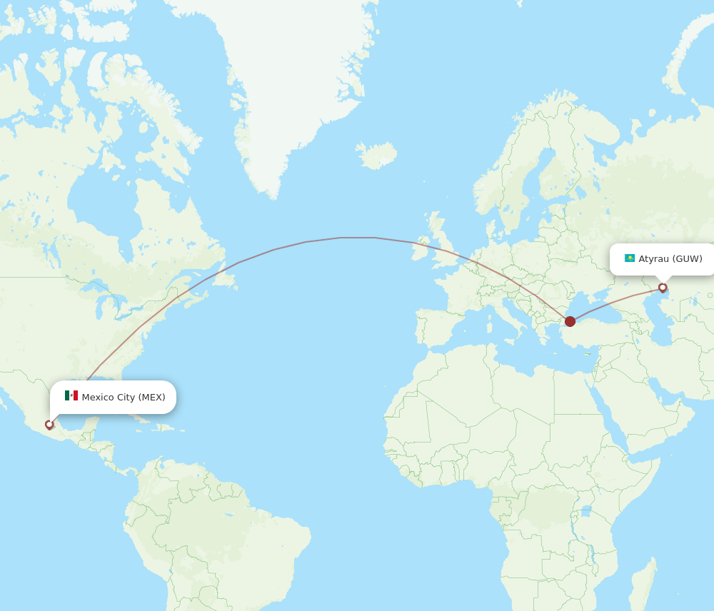 GUW-MEX flight routes