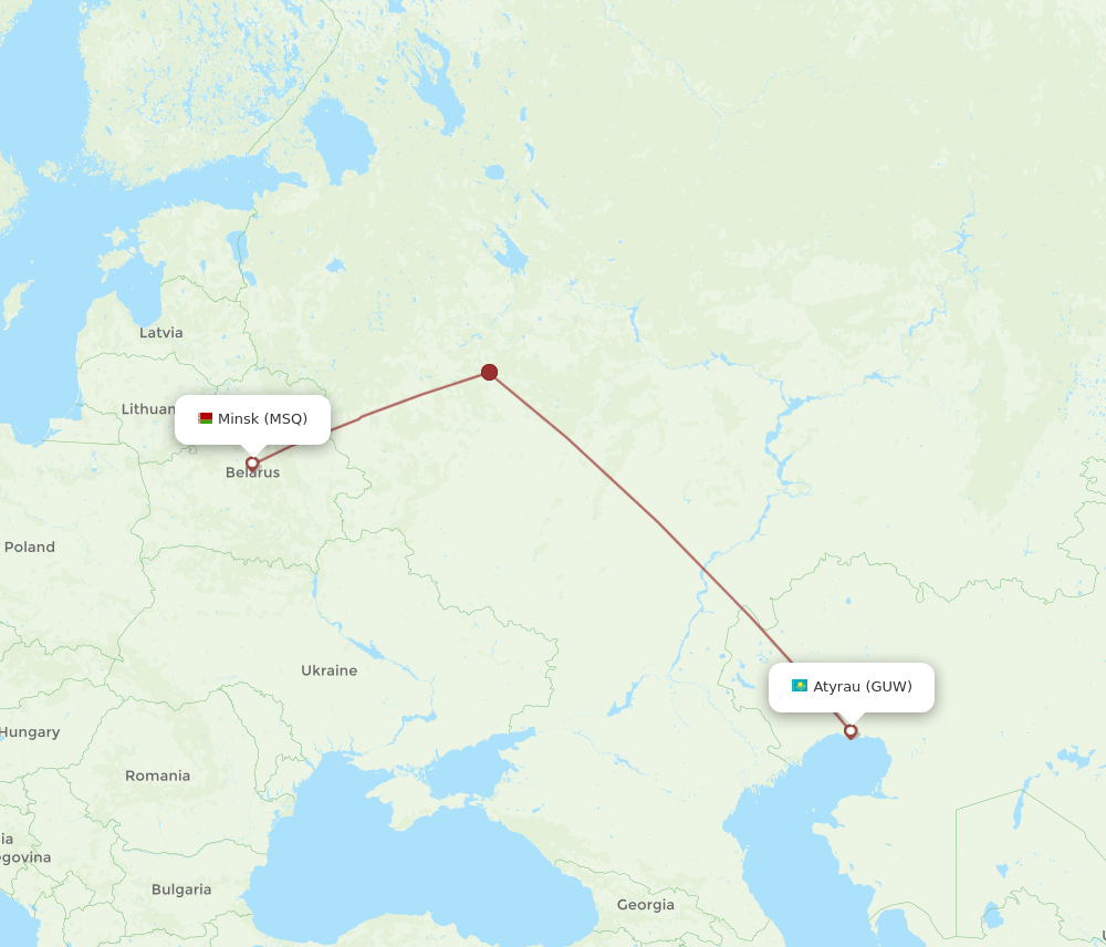 GUW-MSQ flight routes